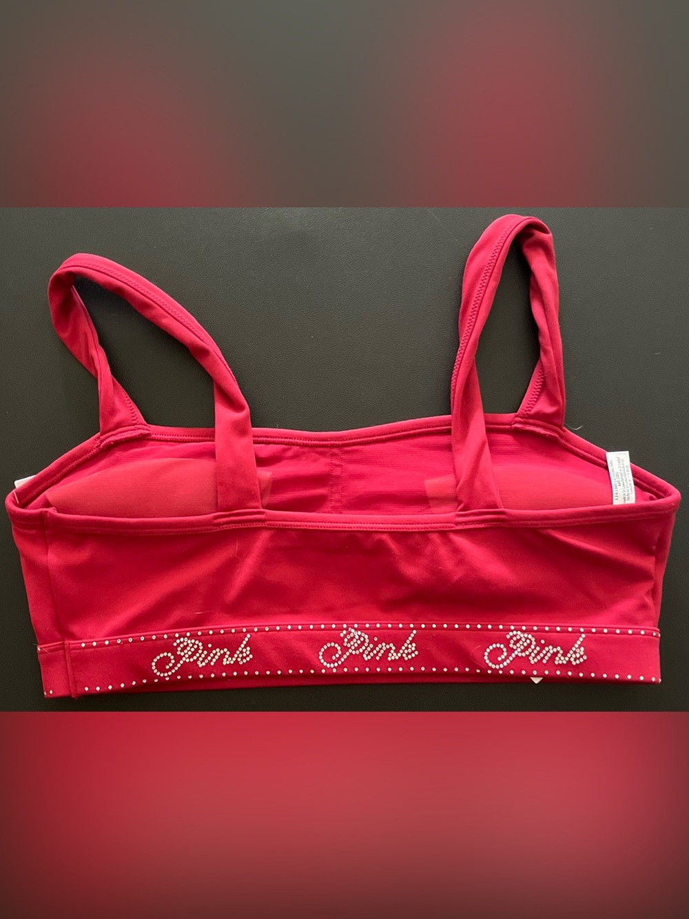 PINK Victoria's Secret Red Rhinestone-Trim Sports Bralette - Picture 2 of 5